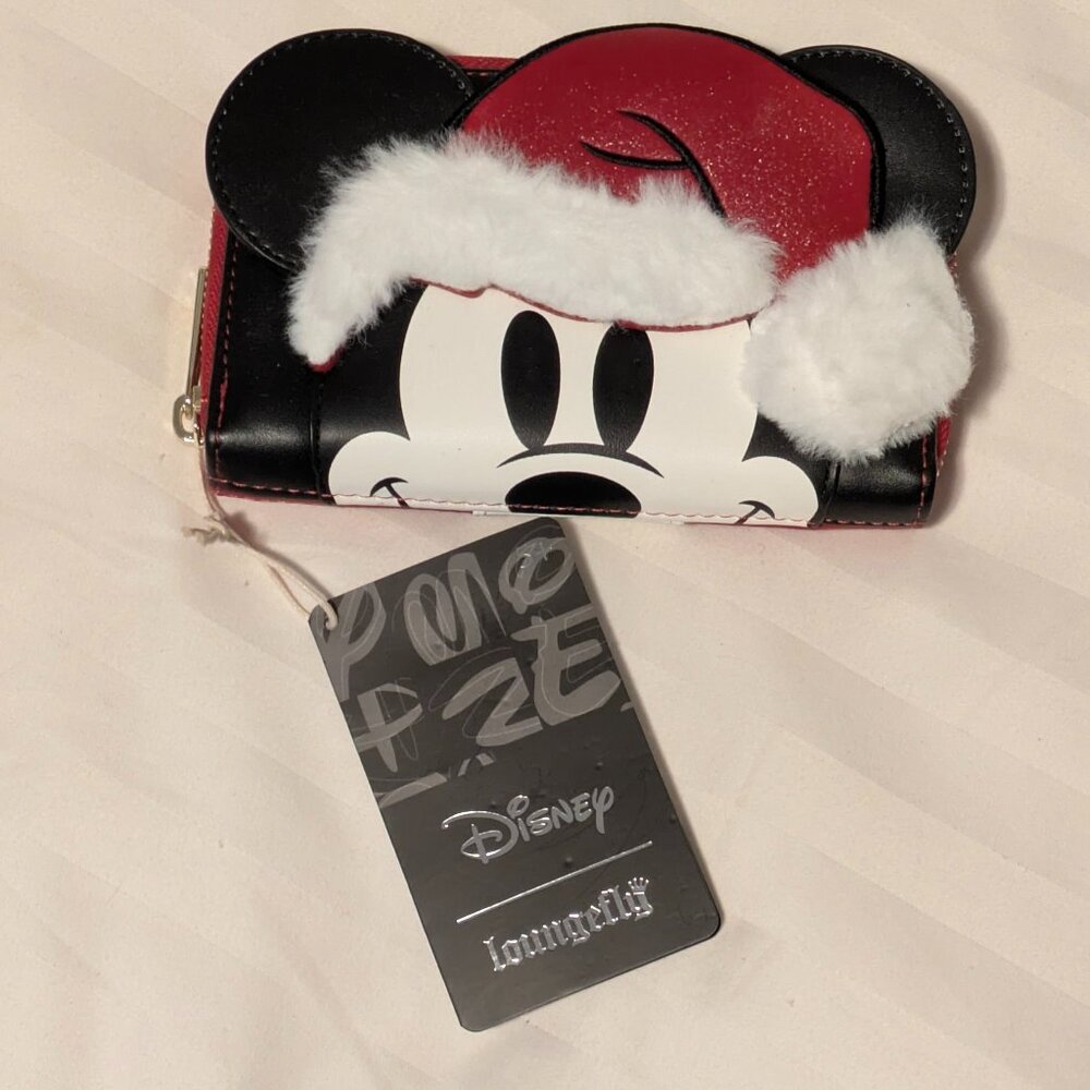 Loungefly Disney Glitter Mickey Mouse Santa Wallet Exclusive Drop